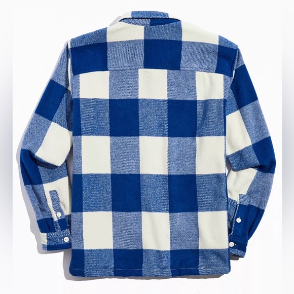 BDG Men’s Brushed Buffalo Plaid Overshirt in Blue Size Small Oversized Shacket - Picture 2 of 8